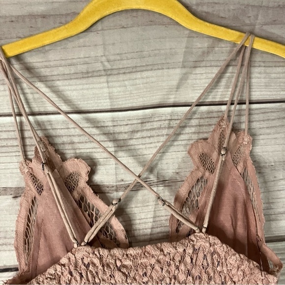 FREE People Adella Crochet Lace Slip Velvet Burnout Dress in Pink - Picture 9 of 12